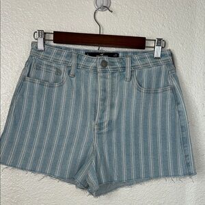 Hollister Light Blue Striped Jean Shorts